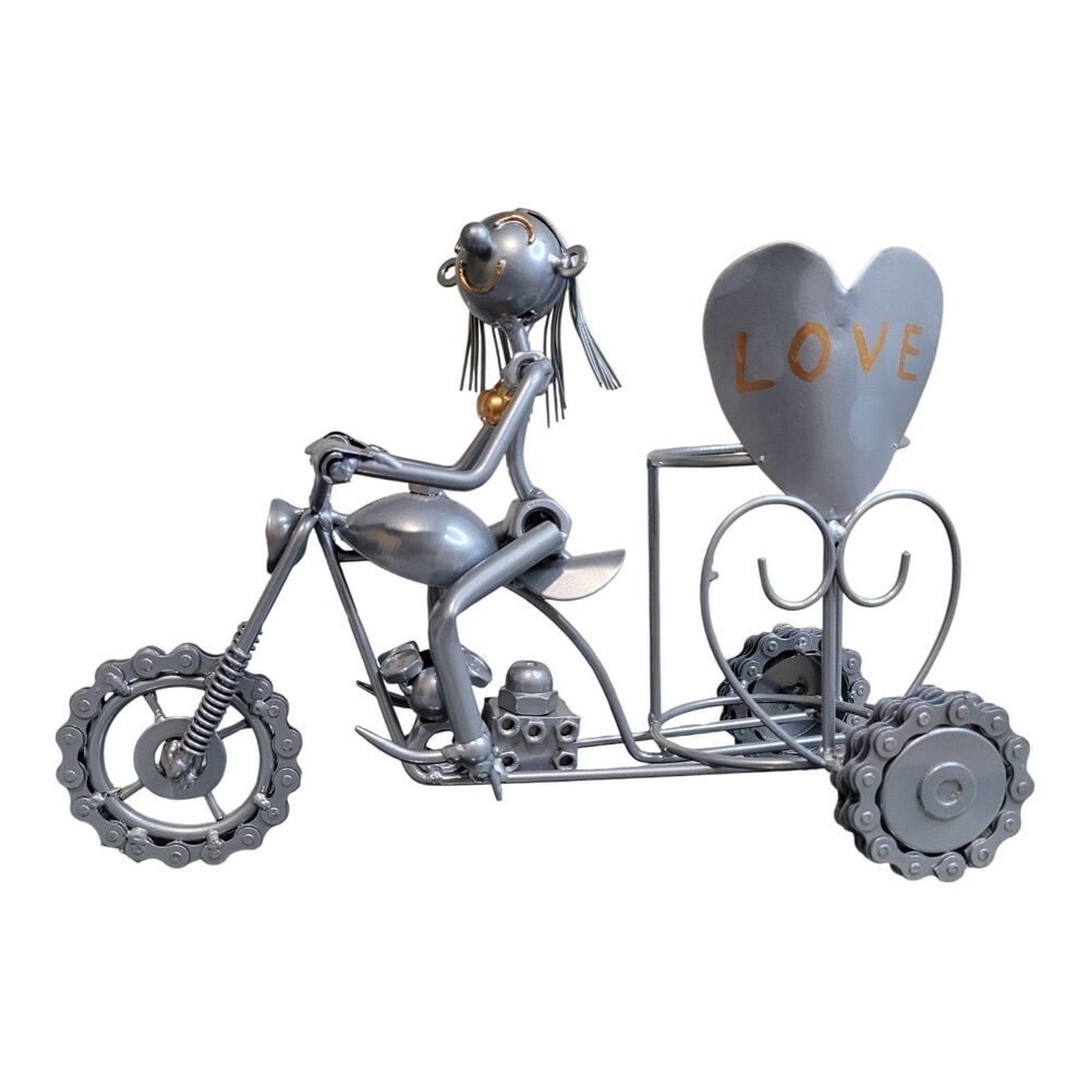 BRUBAKER Style Wine Bottle Holder Women on Motorcycle